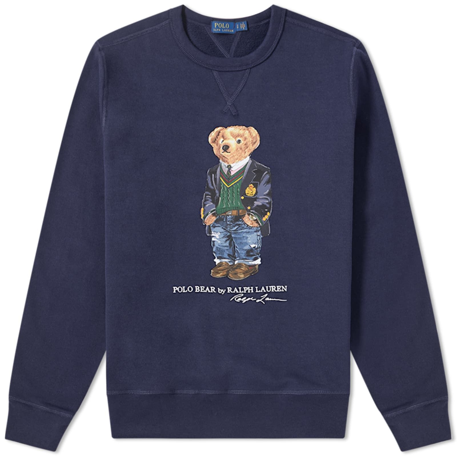 Ralph Lauren FW23 Navy Bear Print Crewneck Sweatshirt Long Sleeve MNPOKNI16810750-B82