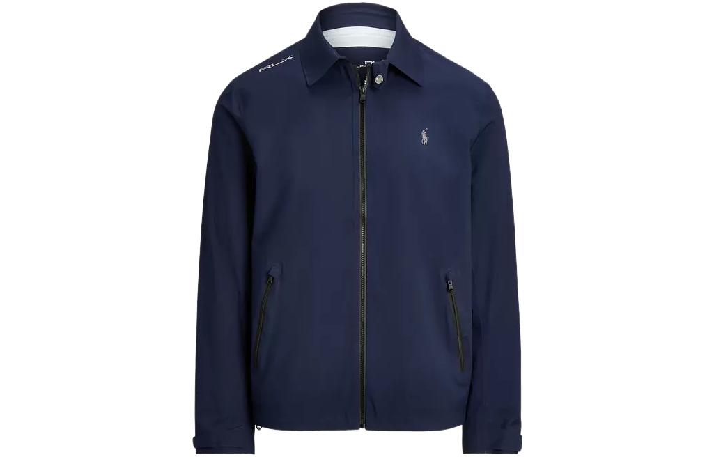 Ralph Lauren FW23 Navy Blue Logo Collared Long-Sleeve Jacket for Men MNXGOTW16020081-410