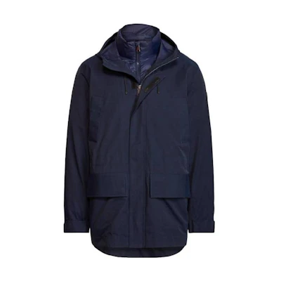 Ralph Lauren FW23 Navy Blue Solid Color Hooded Jacket Men 710849291-002