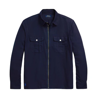 Ralph Lauren FW23 Navy Blue Solid Long-Sleeve Jacket with Pocket for Men MNPOWOV16823161-410