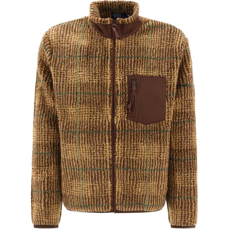 Ralph Lauren FW23 Plaid High-Neck Zip Jacket Brown Casual Outerwear 710920512-001