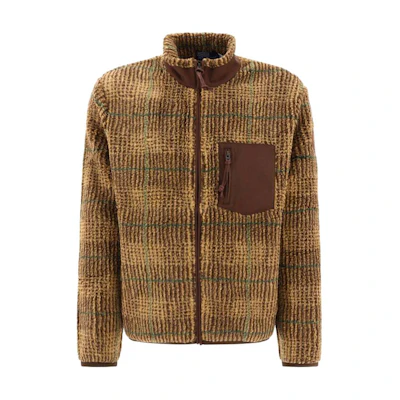 Ralph Lauren FW23 Plaid High-Neck Zip Jacket Brown Casual Outerwear 710920512-001