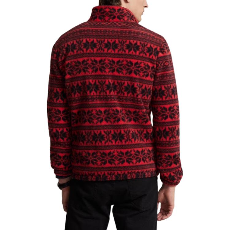 Purchase Ralph Lauren FW23 Merah Corak Penuh Baju Sejuk Half-Zip Lelaki MNPOKNI16823181-600