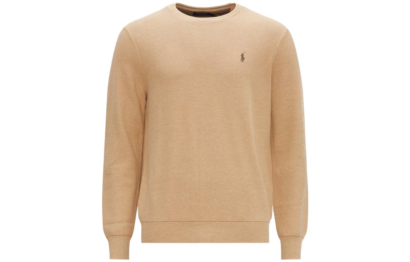 Ralph Lauren FW23 Solid Color Crewneck Casual Sweatshirt Khaki 710895559-004