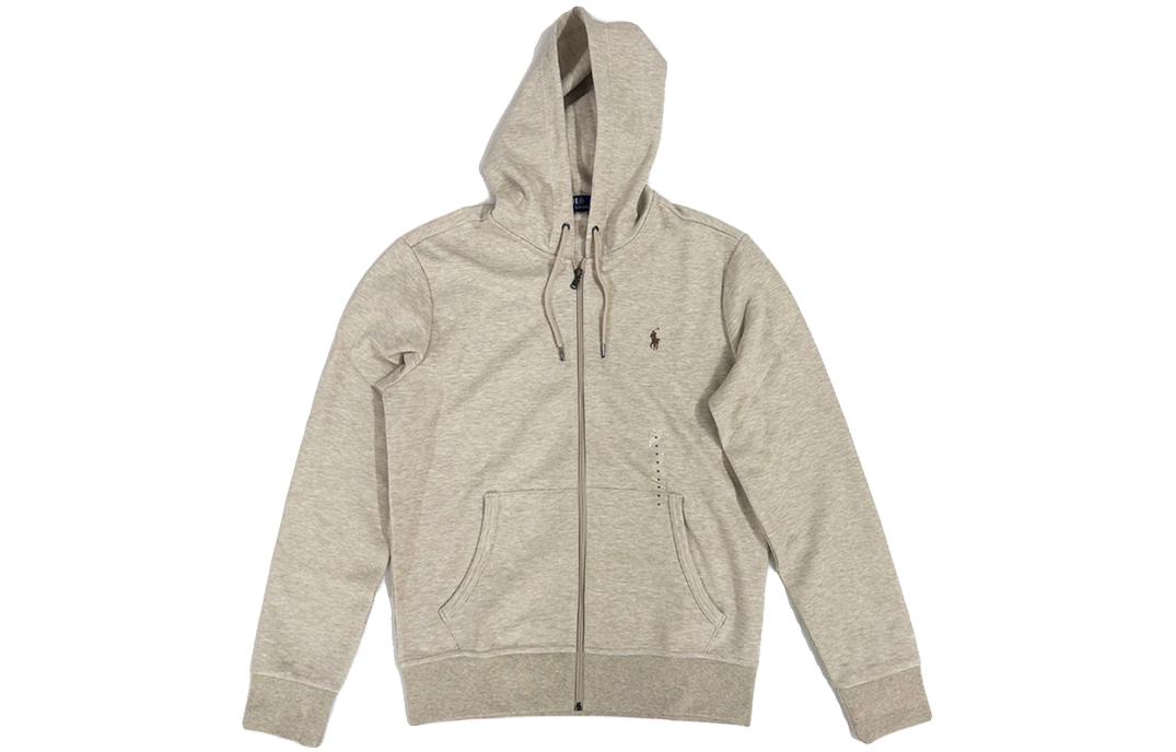 Ralph Lauren FW23 Solid Color Zip-Up Hoodie Khaki 710662094-030