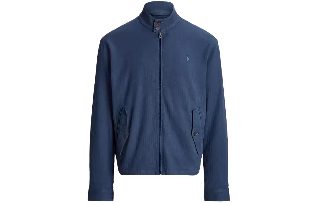 Ralph Lauren FW23 Solid Logo Embroidered Stand Collar Jacket Navy Blue Men’s MNPOOTW16021079-003