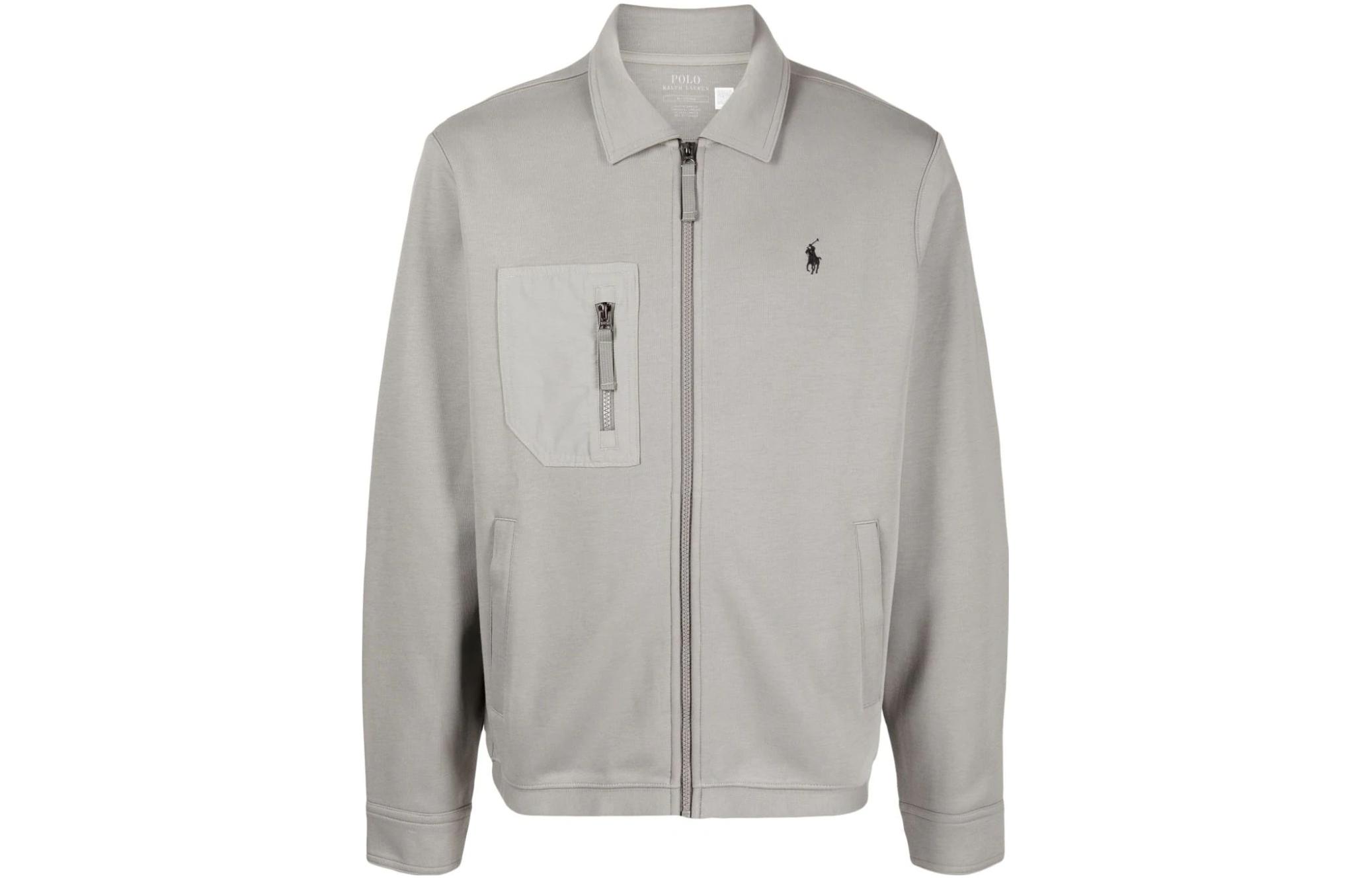 Ralph Lauren FW23 Solid Logo Embroidered Zip Jacket Grey 710916654-002