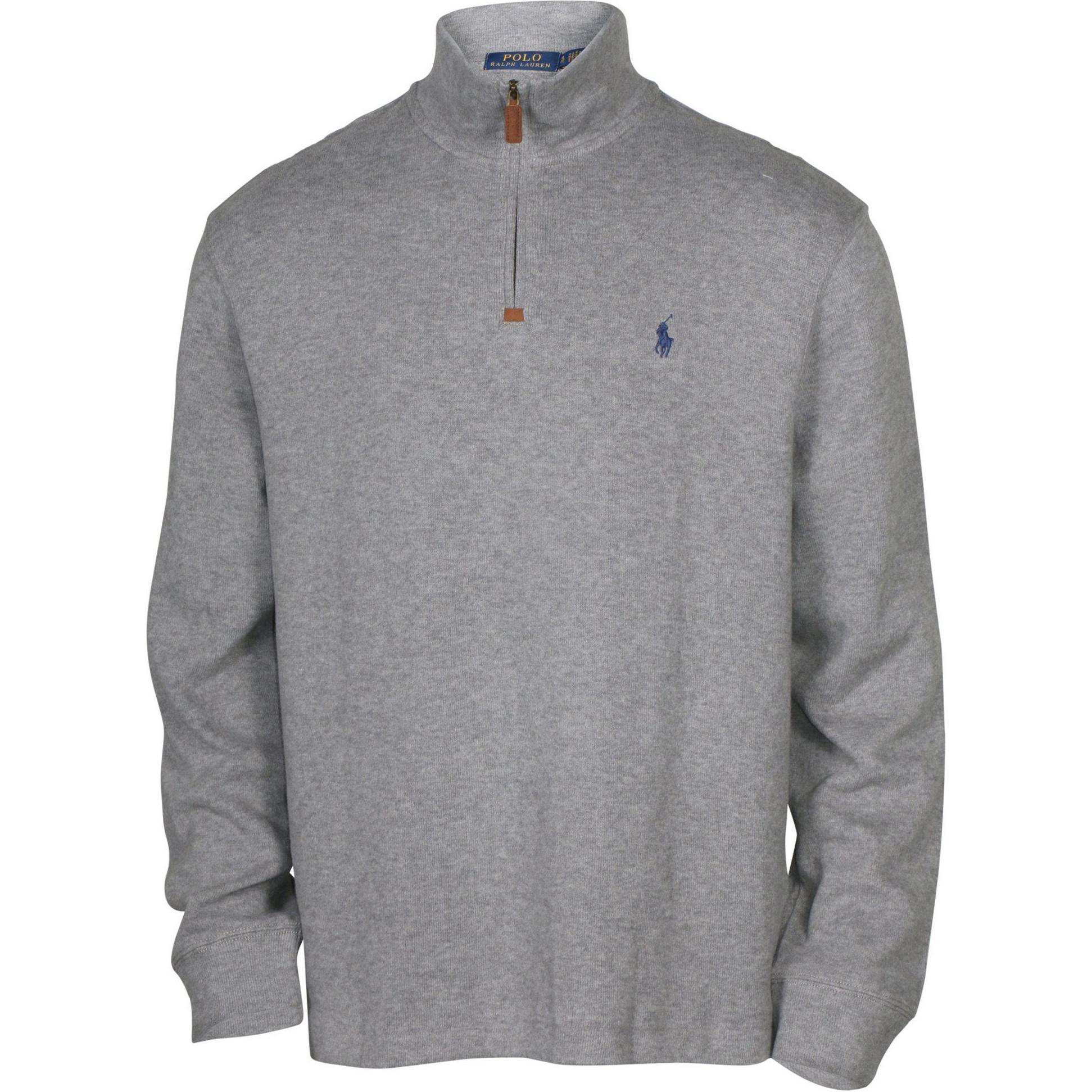 Ralph Lauren FW23 Solid Pony Logo Half-Zip Pullover Sweatshirt Grey 710723158-018