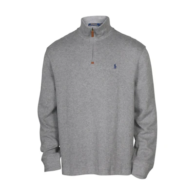 Ralph Lauren FW23 Solid Pony Logo Half-Zip Pullover Sweatshirt Grey 710723158-018