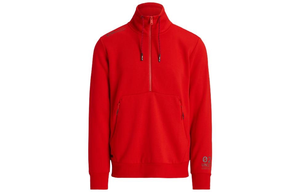 Ralph Lauren FW23 Solid Red Half-Zip Casual Sweatshirt MNRXKNI16820042-600