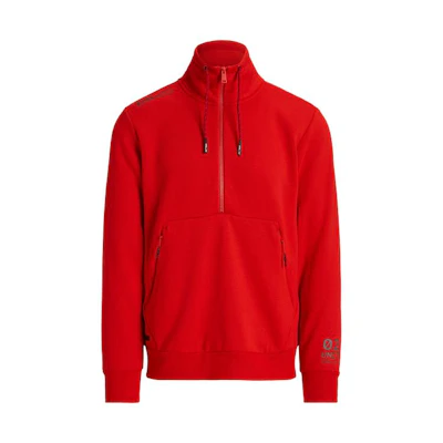 Ralph Lauren FW23 Solid Red Half-Zip Casual Sweatshirt MNRXKNI16820042-600