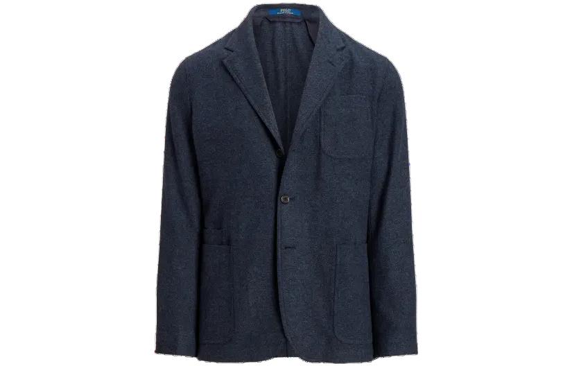 Ralph Lauren FW23 Solid Single-Breasted Collared Jacket Navy Blue MNPOSPC27620-472