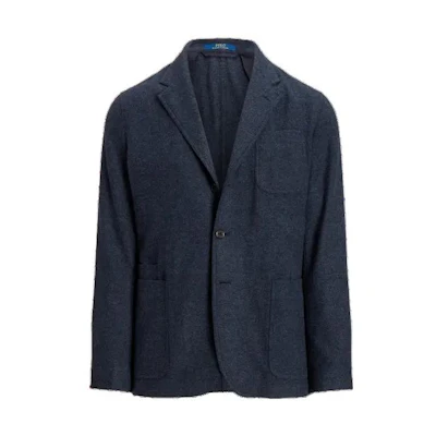 Ralph Lauren FW23 Solid Single-Breasted Collared Jacket Navy Blue MNPOSPC27620-472