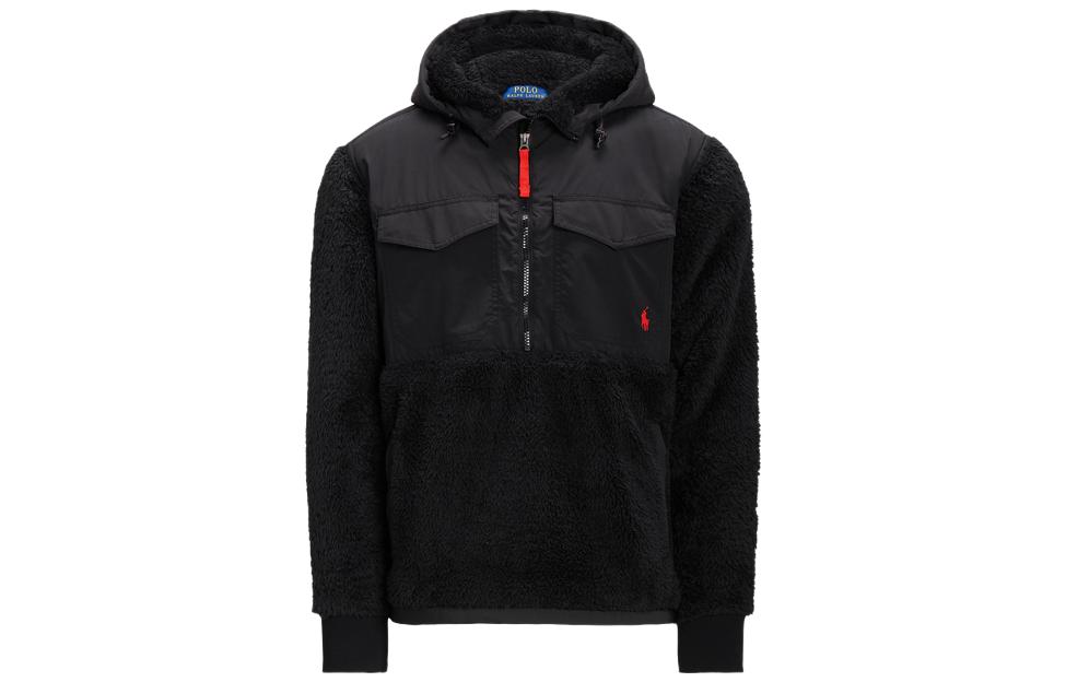 Ralph Lauren FW23 Solid Zip Pocket Hoodie Black MNPOKNI16823152-001