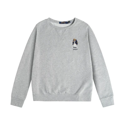 Ralph Lauren FW23 Teddy Logo Embroidered Crewneck Fleece Sweatshirt Grey Mens MNPOKNI16820496-020