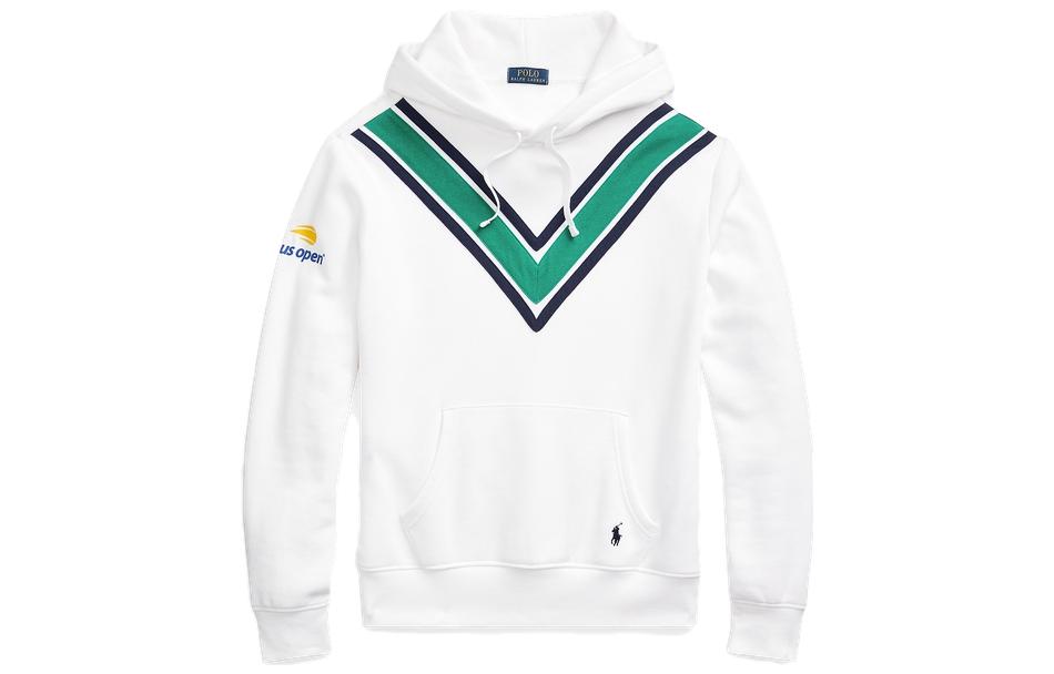 Ralph Lauren FW23 Tennis Open Letter Stripe Hoodie White - Casual Wear MNPOKNI16823301-100