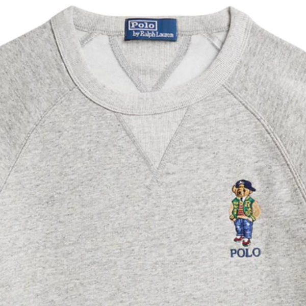 Shop Ralph Lauren FW24 Sweatshirt Kelabu Beruang Sulam Crewneck MNPOKNI16823763-020