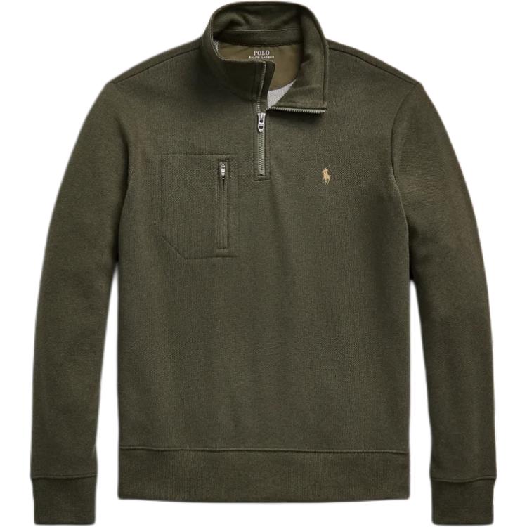 Ralph Lauren FW24 Half-Turtleneck Embroidered Sweatshirt Alpine Green MNPOKNI16823857-300