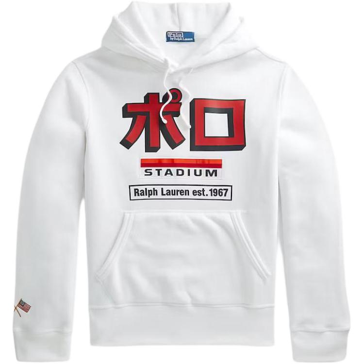 Ralph Lauren FW24 Letter Print White Hoodie Long Sleeve MNPOKNI16820964-100