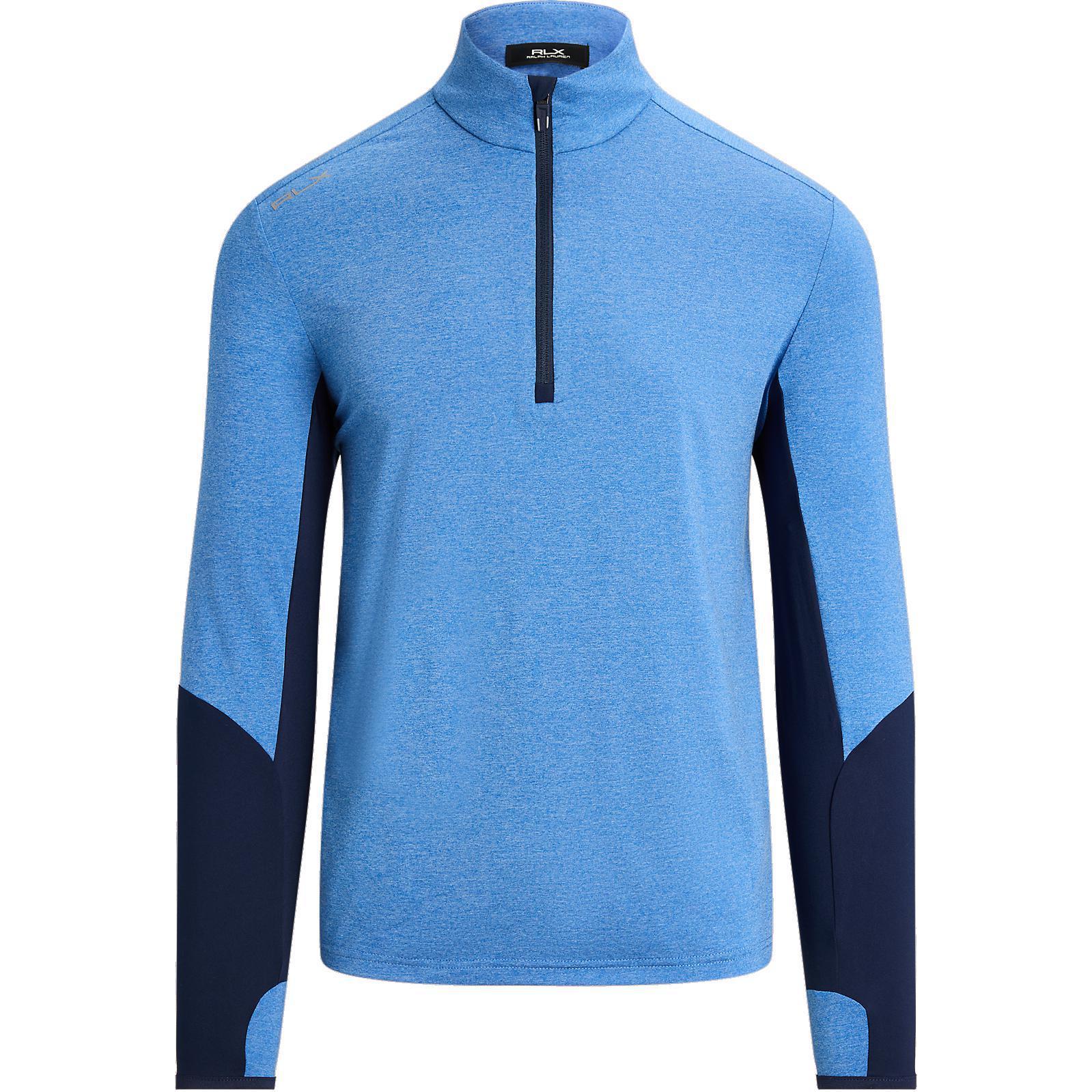 Ralph Lauren FW24 Logo Half-Zip Mock Neck Sweatshirt Mist Blue MNXGKNI16820255-400