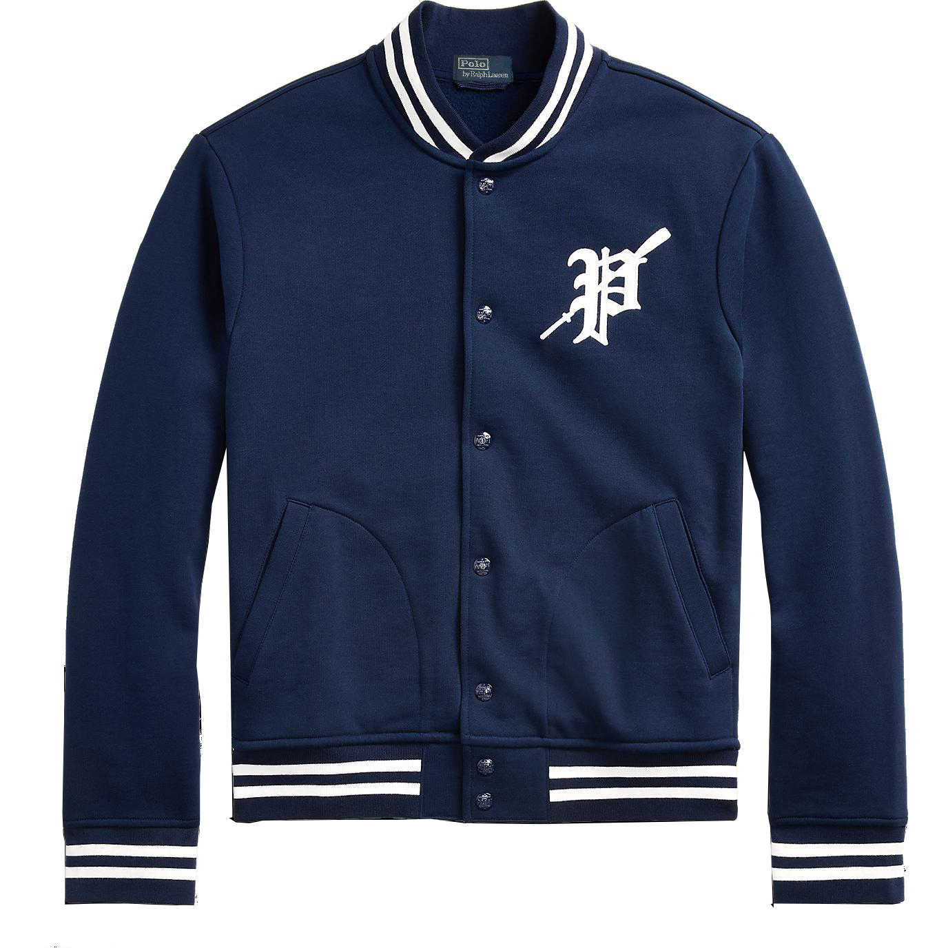 Ralph Lauren FW24 Navy Embroidered Pony Baseball Collar Jacket MNPOKNI16823812-NAVALBLUE