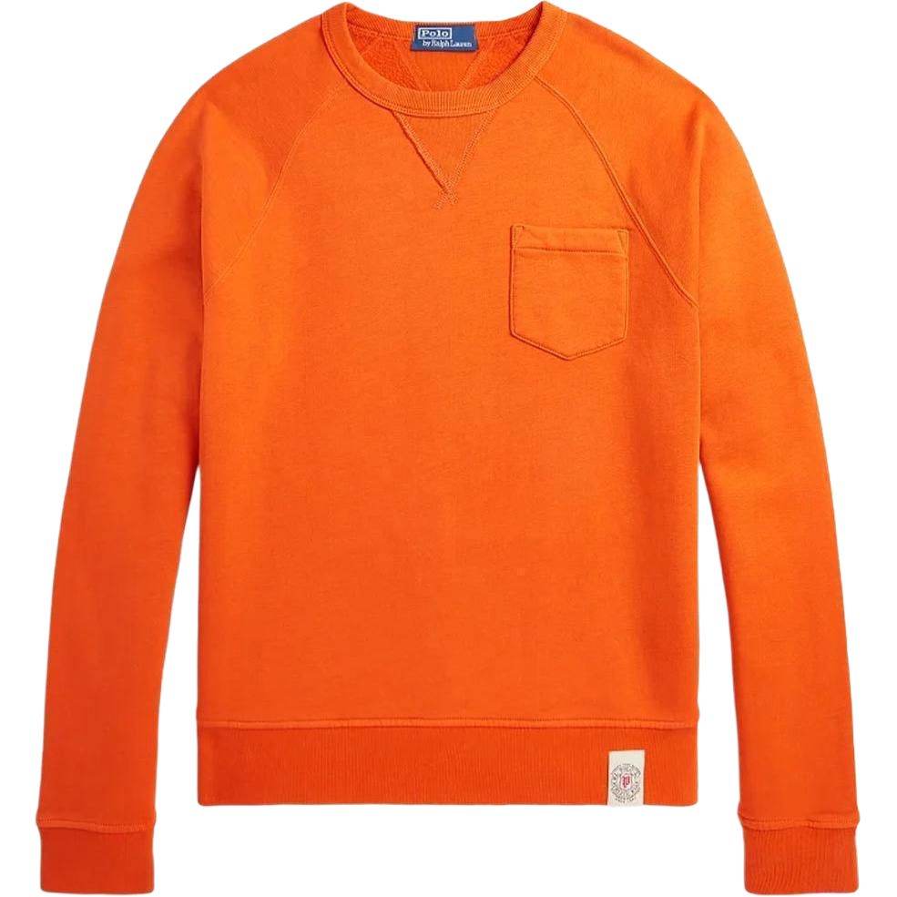 Ralph Lauren FW24 Solid Crewneck Pocket Sweatshirt Academy Orange MNPOKNI16823758-801