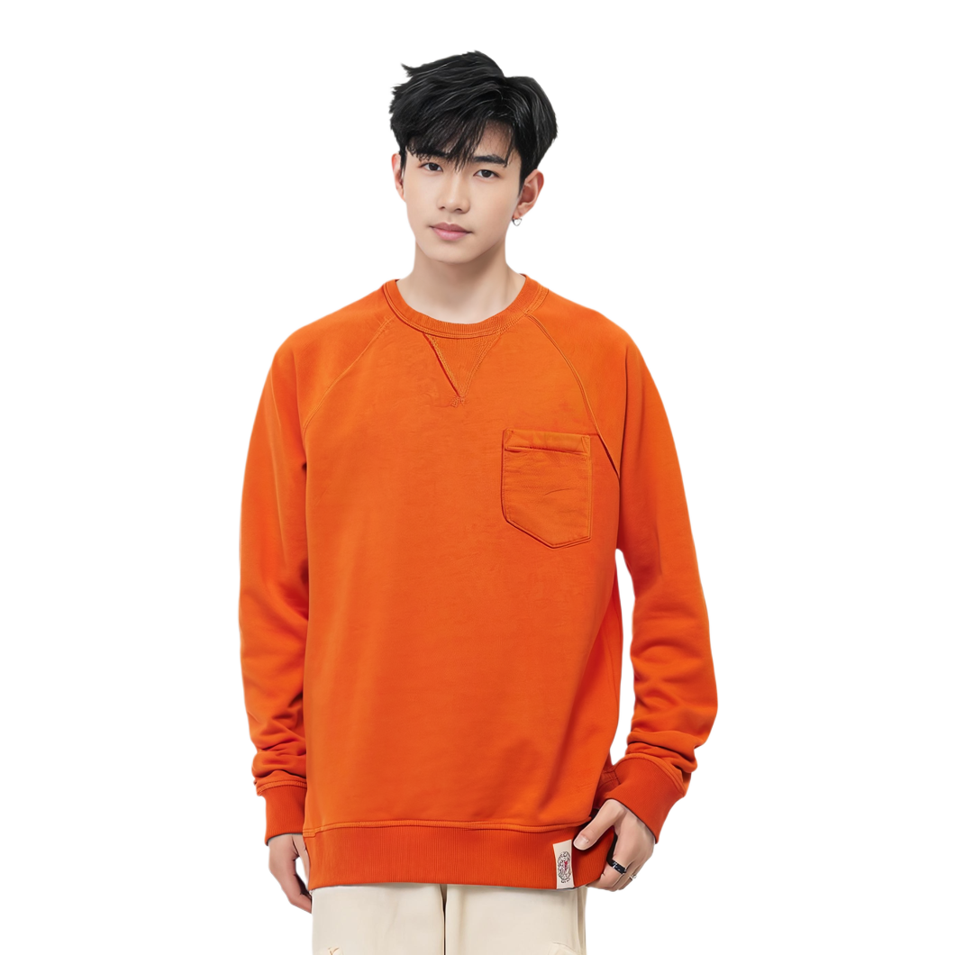 Ralph Lauren FW24 Solid Crewneck Pocket Sweatshirt Academy Orange MNPOKNI16823758-801 圖 5