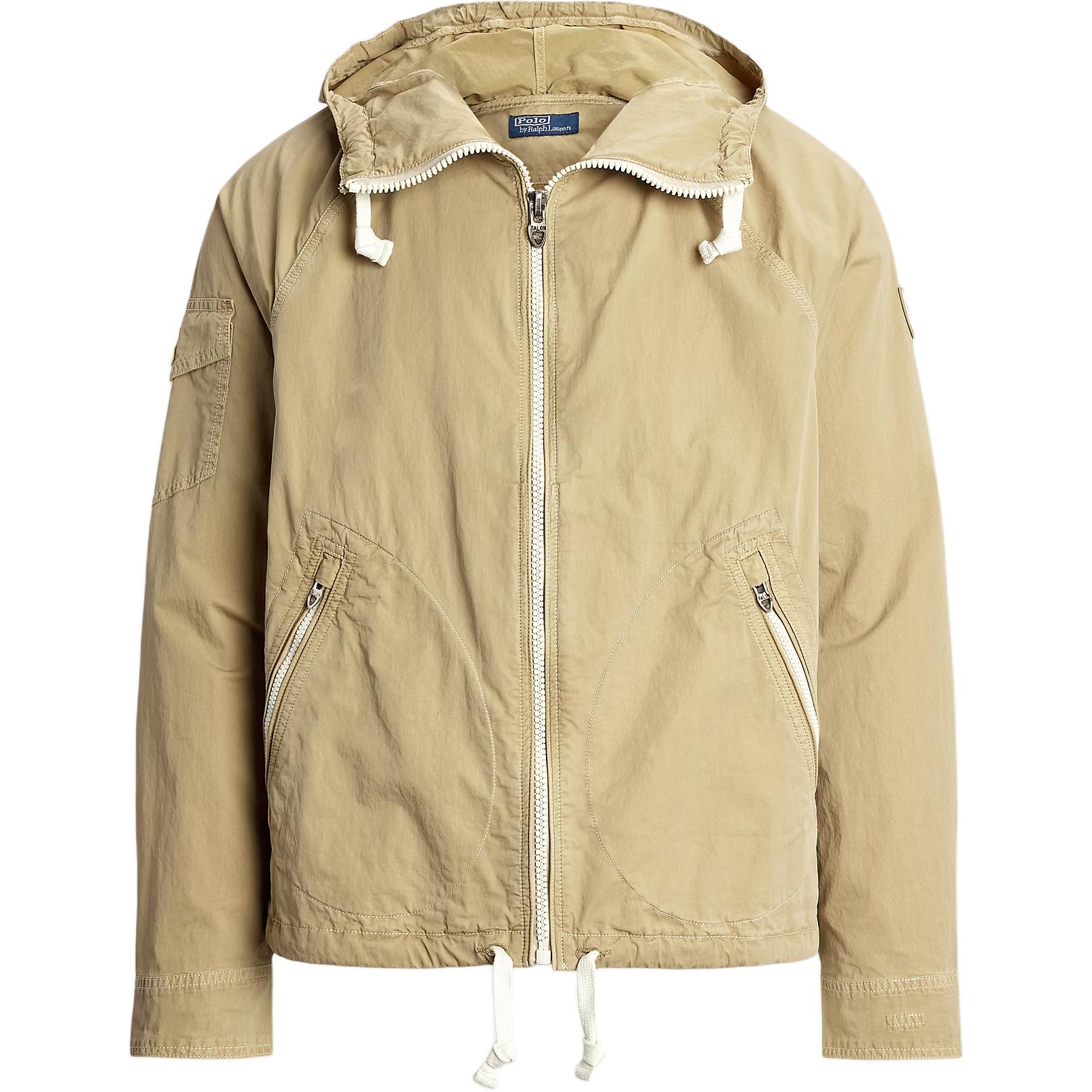 Ralph Lauren FW24 Solid Twill Zip-Up Raglan Hoodie Jacket Khaki 656416-KHAKI