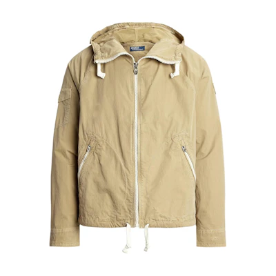 Ralph Lauren FW24 Solid Twill Zipper Hooded Raglan Jacket Khaki Male 710923283006