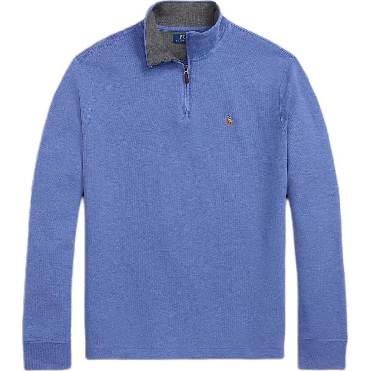 Ralph Lauren FW24 Vintage Blue Logo Embroidered Half-Turtleneck Sweatshirt MNPOKNI16823955-400