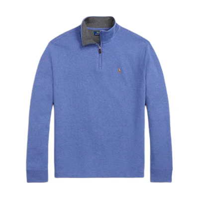 Ralph Lauren FW24 Vintage Blue Logo Embroidered Half-Turtleneck Sweatshirt MNPOKNI16823955-400