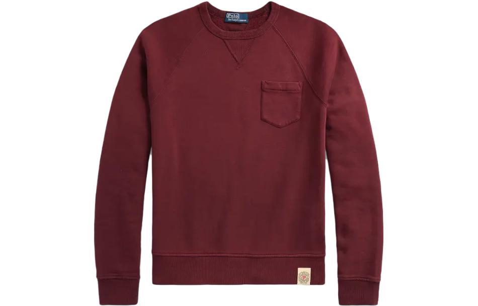 Ralph Lauren Garment-Dyed Fleece Crewneck Sweatshirt Red - Loose Fit MNPOKNI16823-081