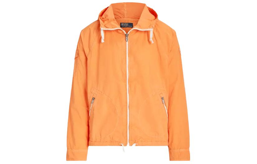 Ralph Lauren Garment-Dyed Twill Hooded Jacket Orange Casual Fit Full-Zip MNPOOTW16021-318