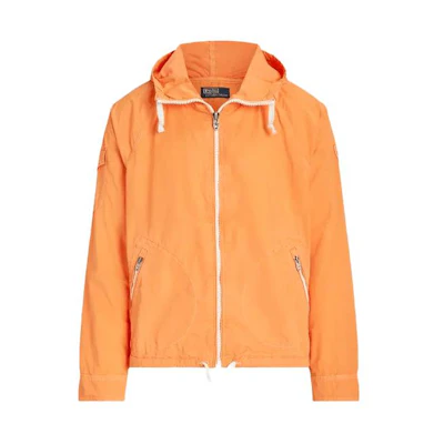 Ralph Lauren Garment-Dyed Twill Hooded Jacket Orange Casual Fit Full-Zip MNPOOTW16021-318