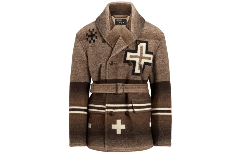 Ralph Lauren Glasses Blanket Ranch Striped Jacket Brown Coat MNPOOTW12820-088