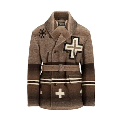 Ralph Lauren Glasses Blanket Ranch Striped Jacket Brown Coat MNPOOTW12820-088