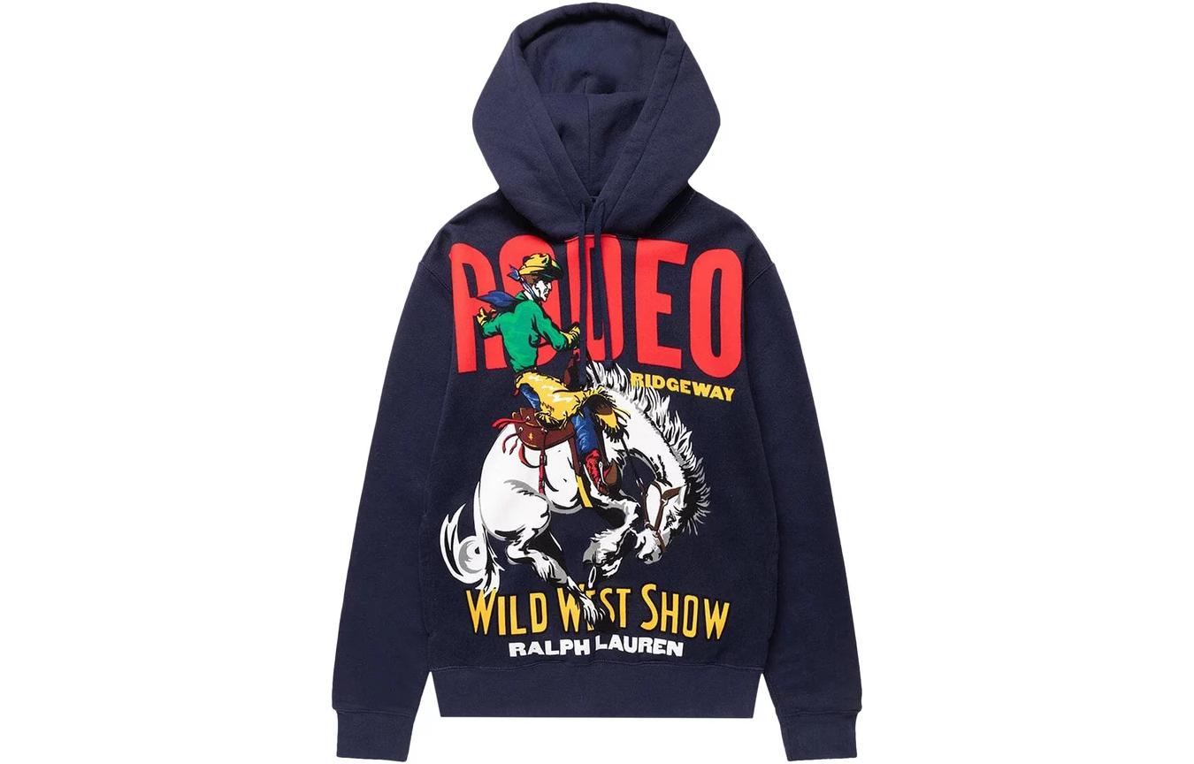 Ralph Lauren Graphic Print Blue Hoodie Pullover for Men 710920263-001