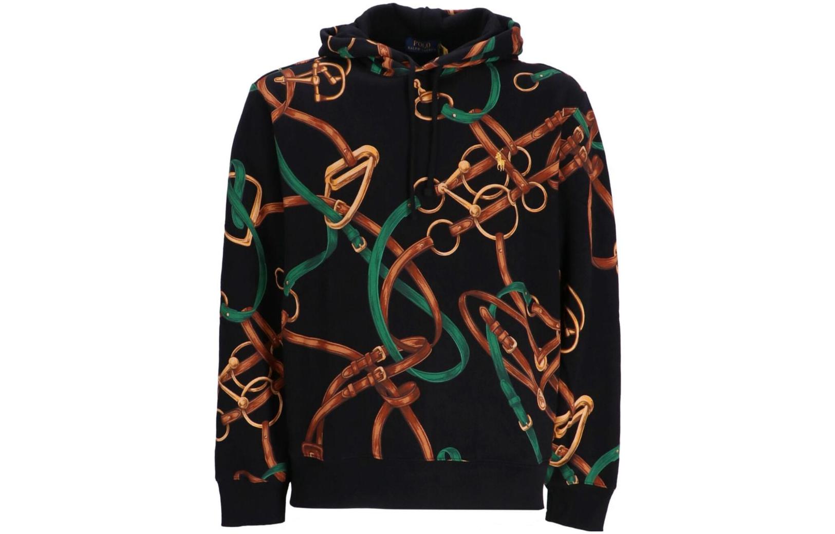 Ralph Lauren Graphic Print Hoodie Long Sleeve Black Pullover 710920202-001