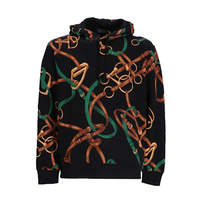 Ralph Lauren Graphic Print Hoodie Long Sleeve Black Pullover 710920202-001