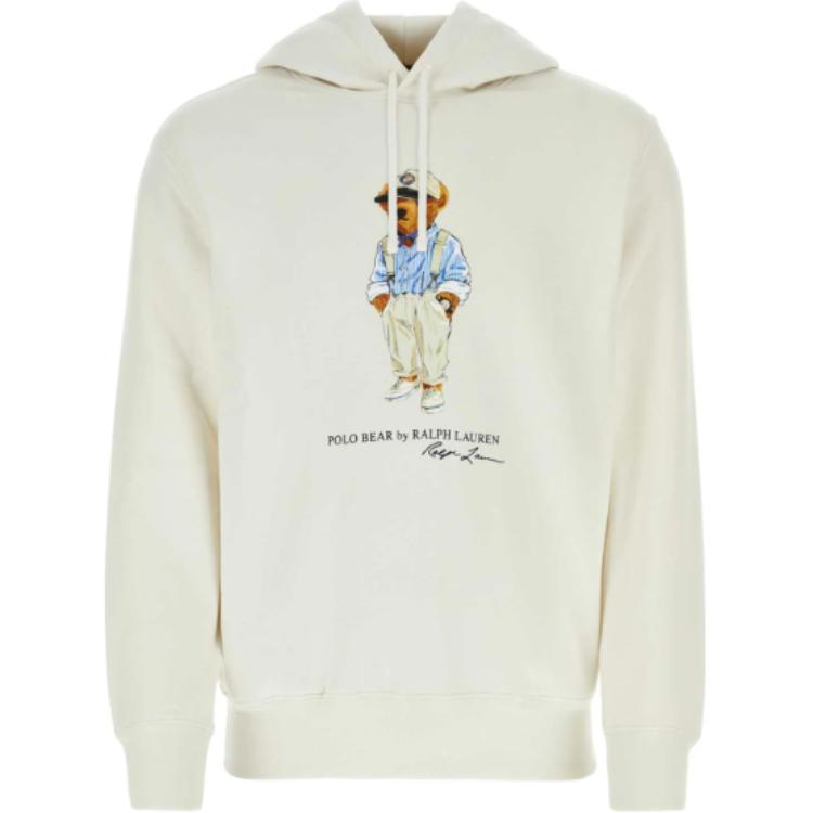 Ralph Lauren Graphic Print Slim Hoodie White Long Sleeve Pullover 710853309-035