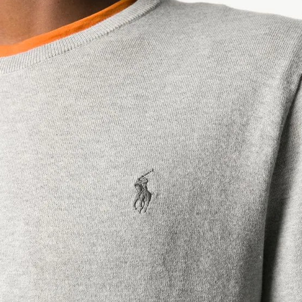 Details for Ralph Lauren Kelabu Crewneck Sweatshirt dengan Sulaman Berbiku. 710684957-003