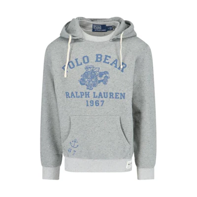 Ralph Lauren Gray Logo Print Embroidered Pullover Hoodie Long Sleeve 710934711-001