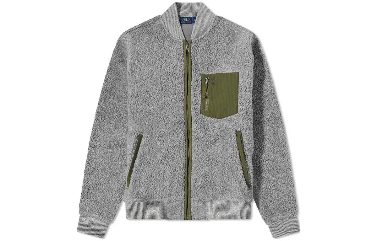 Ralph Lauren Gray Patchwork Long-Sleeve Baseball Collar Jacket 710891049-002