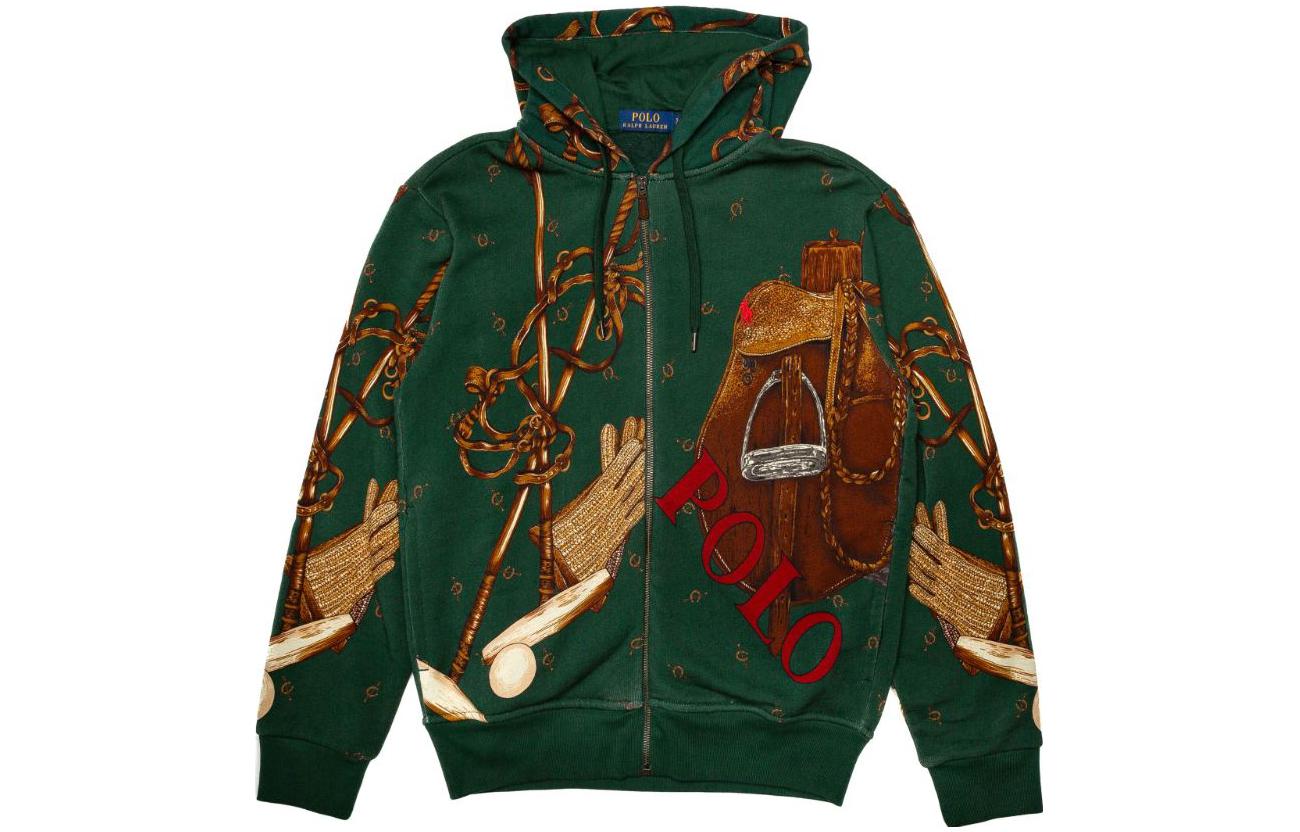 Ralph Lauren Green Alphabet Print Zip-Up Hoodie Jacket 710919331-001