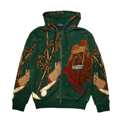 Ralph Lauren Green Alphabet Print Zip-Up Hoodie Jacket 710919331-001