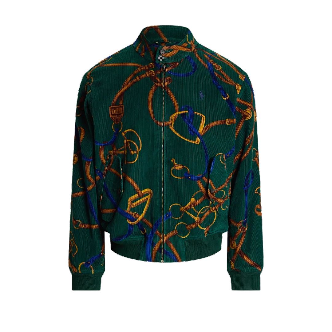 Ralph Lauren Green Corduroy Jacket with Marlowe Print and Mock Neck MNPOOTW16021452