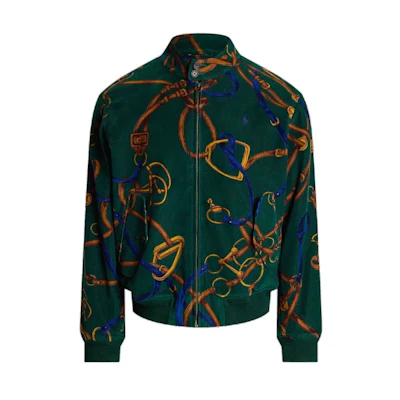 Ralph Lauren Green Corduroy Jacket with Marlowe Print and Mock Neck MNPOOTW16021452