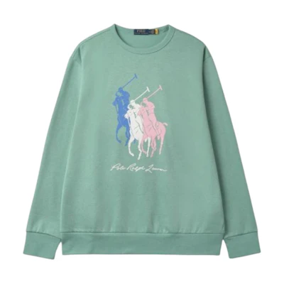 Ralph Lauren Green Crewneck Sweatshirt with Logo Print Long Sleeves MNPOKNI16823023-330