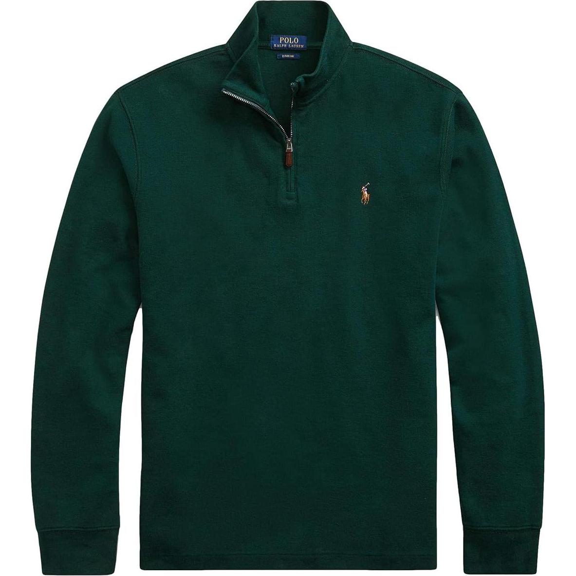 Ralph Lauren Green Half-Zip Knit Sweatshirt with Pony Logo Embroidery MNPOKNI16820197300-GREEN