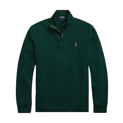 Ralph Lauren Green Half-Zip Knit Sweatshirt with Pony Logo Embroidery MNPOKNI16820197300-GREEN